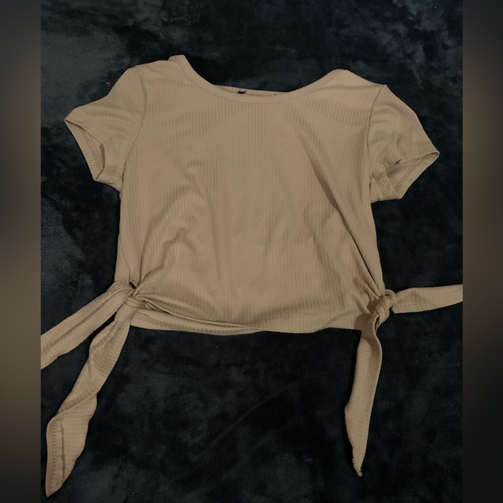 Tan Shirt, Girls Tee, With ties on the side.